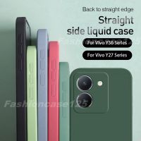 เคสซิลิโคนเหลวสำหรับ Vivo Y27 Y36 Y 27 4G 5G VivoY36 VivoY27 2023ขอบตรงกันกระแทกเคสด้านหลังเรียบง่ายสีทึบกันกระแทก