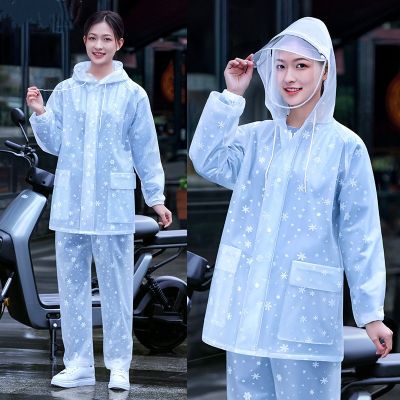 ชุดเสื้อกันฝนกางเกงกันฝนผู้หญิงแบบหนากันฝนเต็มรูปแบบยาว,เสื้อกันฝนแบบแยกชิ้นยานยนต์ไฟฟ้ากันน้ำ