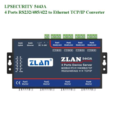 LPSECURITY ZLAN5443A 4พอร์ต RS232/RS485/RS422ไปยัง TCP/IP,ตัวแปลงอีเธอร์เน็ต Modbus RTU Gateway Multihost อุปกรณ์เซิร์ฟเวอร์