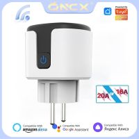 QNCX 16A/20A Tuya Smart Socket EU WiFi Smart Plug With Power Monitor Timing Function Voice Control Home Outlet Ratchets Sockets