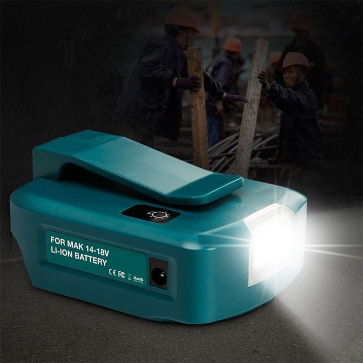 14-4v18v-li-on-battery-dual-usb-port-with-led-light-spotlight-outdoor-flashlight-for-makita-batteries