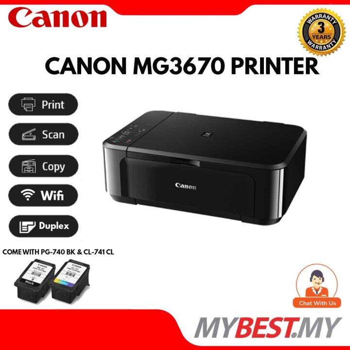 Canon PIXMA MG3670 Wireless AllInOne with Auto Duplex Printing Lazada