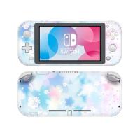 เคสสติกเกอร์รูปลอกลายดอกไม้สีชมพูม่วงสำหรับ Nintendo Switch Lite Protector Nintend Switch สติกเกอร์ติดผิว