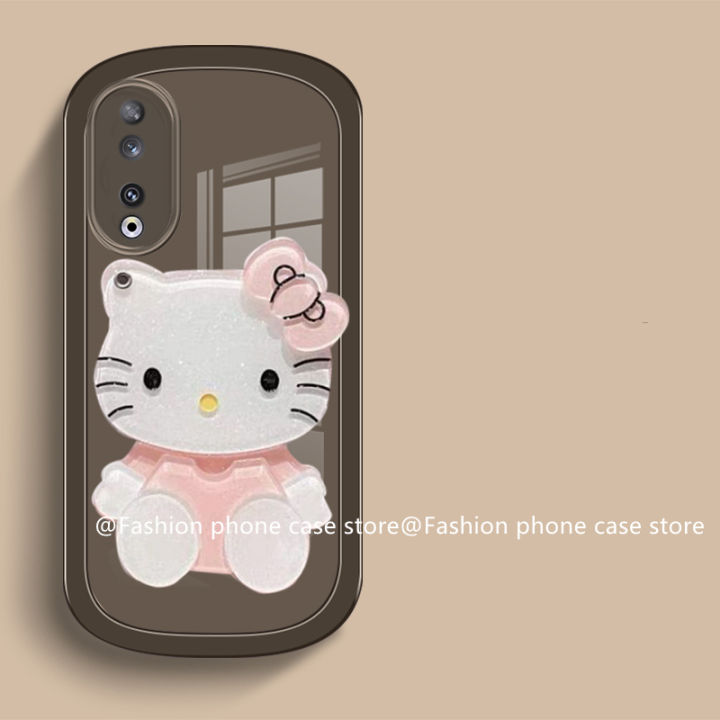 phone-case-เคส-honor90-honor-90-lite-5g-เคสใสสีพร้อม-hellokitty-ป้องกันเลนส์กระจกแต่งหน้าฝาครอบอ่อน2023