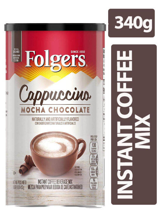 Folgers Cappuccino Mocha Chocolate Instant Coffee Beverage Mix, 16 oz