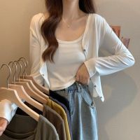 [COD] Two-piece Set 2023 Early New Korean Fashion Short Cardigan Jacket Camisole