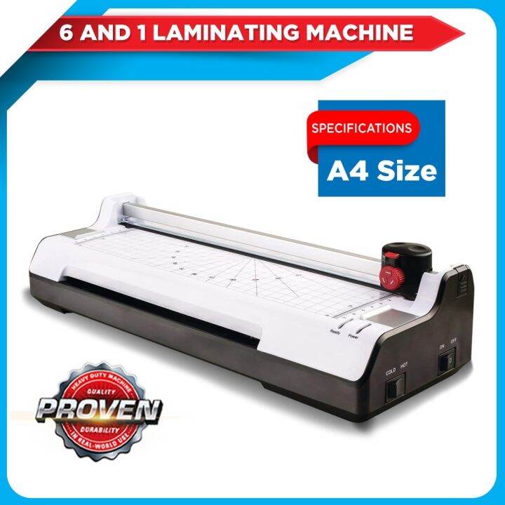 6in1 Hot Cold Laminator Machine A4 Size w/ Rotary Cutter 1pack QUAFF