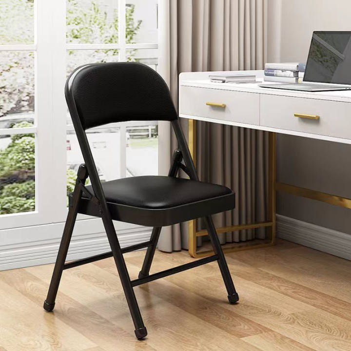 เก้าอี้พับได้-เก้าอี้เหล็ก-เบาะหนัง-pvc-เก้าอี้เหล็ก-เบาะหนัง-โครงเหล็ก-มียางหุ้มที่ขา-รับน้ำหนัก-100-kg-folding-pvc-seat-steel-chair-bleen-house