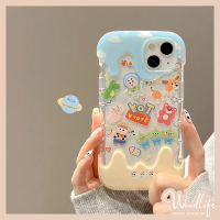 ToyStory เคสเข้ากันได้กับ IPhone 11 14 13 12 Pro Max 7Plus XR X XS Max 8Plus 12 14 13 Pro การ์ตูนละลายรูปร่างไอศกรีมเสือดาวพิมพ์ลายน่ารักลายหมีสตรอเบอร์รี่ปลอกอ่อนหมู