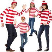 Smart Wally Wheres Wally ชุดแม่ลูกอะนิเมะอังกฤษ Wally ฮาโลวีนคอสเพลย์ชุดสำหรับผู้ชายและผู้หญิง