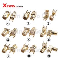 2/5/10Pcs SMA Female Jack Male Plug Adapter Solder Edge PCB Straight Right angle Mount RF Copper Connector Plug Socket Electrical Connectors