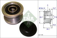 มู่เล่ไดร์ชาร์จ BMW E46 E90 E60 E63 E65 X3 E83 X5 E53 M47 M57 CHEVROLET SONIC T300 1.6 F16D4 INA