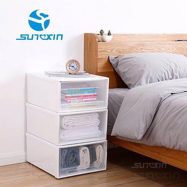 SUNXIN Transparent Drawer Storage Boxes Home Organizer Stackable