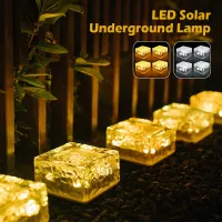 【LZ】✙✚  Solar LED Ice Cube Brick Lights Iluminação exterior Lâmpada enterrada Lâmpada quadrada enterrada Paisagem do pátio Decoração do jardim 4Pcs