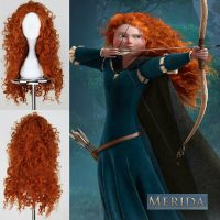 ภาพยนตร์กล้าหาญเจ้าหญิง Merida คอสเพลย์วิกผม Mei Lida ทนความร้อนยาวหยิกสังเคราะห์วิกผมหมวกวิกผม