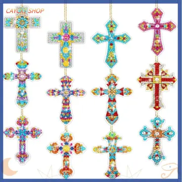 21 Pcs Christmas DIY Diamond Key Chain Ornaments 5D Painting Key Ring  Rhinestone Pendant Decorative Hanging Ornament Dot Art Kits Diamond Art