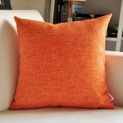 【SALES】 Thickened Linen Pillow Simple Sofa Cushion Cover Fabric Waist Office Big Orange