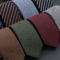 Original High Quality Solid Cotton Handmade Wool Ties Men Necktie Striped Narrow Collar Slim Cashmere Casual Tie Accessories Ties