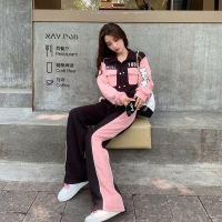 Spot parcel post Classic Style Sports Suit for Women Autumn 2022 New Fashion Design Western Style Slimming Wide Leg Pants Two-Piece Set