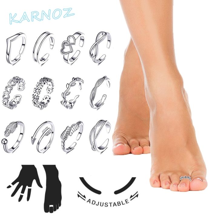 adjustable-toe-rings-for-women-summer-beach-open-toe-rings-set-flower-arrow-tail-pinky-band-rings-barefoot-foot-jewelry-gift