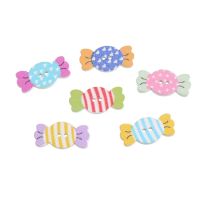 Free Shipping Retail 20Pcs Mixed 2 Holes Cartoon Candy Sugar Food Pattern Wood Sewing Buttons Scrapbooking 25x12mm Haberdashery