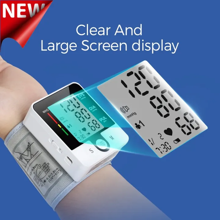 Digital Automatic Wrist Blood Pressure Monitor Rechargable Personal