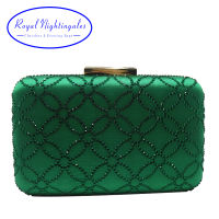 Royal Nightingales Large Crystal Evening Clutch Bag and Evening Bags for Womens Purses Handbag Emerald Green Navy Blue