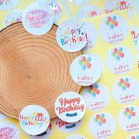 500pcs 3.5cm Round Sealing Sticker Happy Birthday Childrens Gift Reward Stationery Scrapbook Label Adhesive Packaging Wholesale