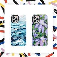 【On Clearance】Casetify เคสโทรศัพท์มือถือ ซิลิโคน TPU ลายภาพวาดสีน้ํามัน รูปกราฟฟิตี้ Lilacs คลื่นสีฟ้า สําหรับ For iPhone 7 8 Plus X XS XR 11 12 13 Pro Max