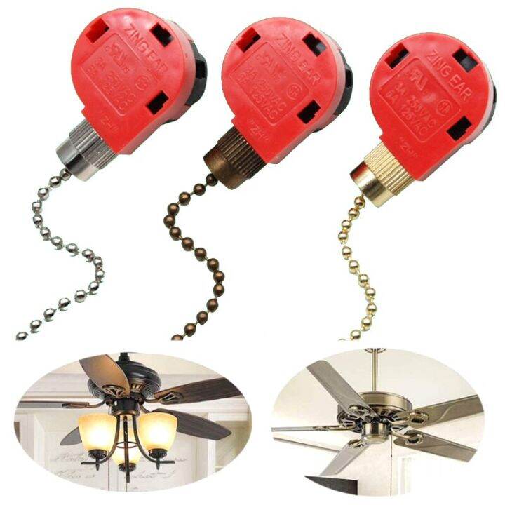 Ceiling Fan Switch 3 Speed 4 Wire Zing Ear ZE268S1 Fan Pull Chain