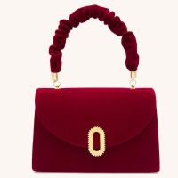 กระเป๋าถือกำมะหยี่สีแดงกระเป๋าเป้กันน้ำกระเป๋าสตรีกระเป๋าประดับเพชรเจ้าสาวกระเป๋าถือสำหรับงานแต่งงาน