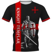 Knights Templar 3D พิมพ์เสื้อฤดูร้อน Retro Tees Streetwear รอบคอแขนสั้น TShirt ขนาดใหญ่ผู้ชายผู้หญิง Tops เสื้อผ้า