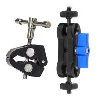 Multi-Function Dual Ball Head Hot Shoe 1/4" Tripod Magic Arm Super Clamp Adapter Articulating DSLR Camera for Monitor LED Light