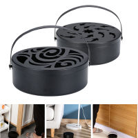 TERMATH Iron Mosquito Coil Holder Hollow Mosquito Coil Box Round Incense Burner with Handle