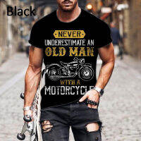 Cool Never Underestimate an Old Man with a Motorcycle 3D Printed T-shirt Mens Summer Fashion Casual Round Neck T-shirt Short-sleeved Creative Personality Tops