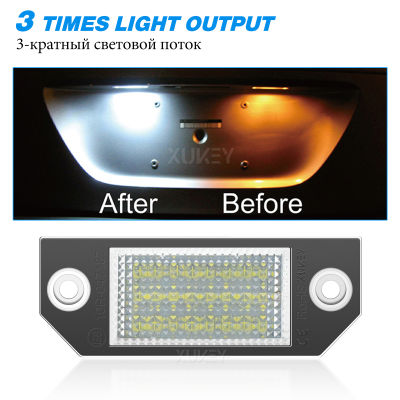 2ชิ้น LED จำนวนป้ายทะเบียนแสงโคมไฟอุปกรณ์เสริมสำหรับฟอร์ดโฟกัส2 C-MAX MK2 03-08รถภายนอกแสงเปลี่ยนไฟ