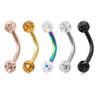 1PC Bling Curved Barbell แหวนคิ้วเจาะ16G เหล็กผ่าตัด Daith Rook ต่างหู Belly ปุ่มแหวนใหม่ Lip Piercing เครื่องประดับ