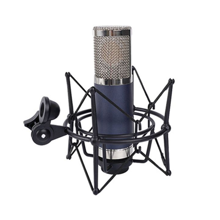 2x-microphone-shock-mount-adjustable-mount-recording-mic-stand-metal-bracket-pod-microphone-stand-black
