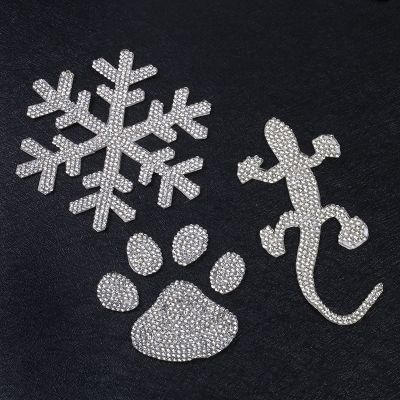 hotx【DT】 Rhinestone Gecko Dog Iron on Patches for Clothing Appliques Sticker Badge Apparel Decoration