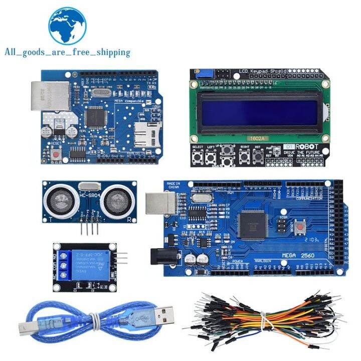 Mega 2560 r3 for arduino kit + HC-SR04 +breadboard cable + relay ...