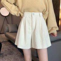 CODiy085671 ?INS?Corduroy Pants Womens Shorts Autumn Korean Style 2021 New Spring and Autumn High Waist A- line Casual Straight-Leg Wide Leg Pants（灯芯绒裤女式短裤秋季韩式2021春夏新款高腰休闲A字直腿阔腿裤）