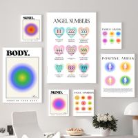 ✢ Gradient Spiritual Aura Angel Number ภาพวาดผ้าใบและพิมพ์ Minimal Pastel โปสเตอร์ภาษาเดนมาร์ก Eclectic Wall Art Picture Home Decor