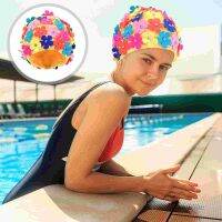 Floral Design Petal Swimming Hat Colorful Designed Simulation Flower Caps Rhinestone Shower Swim Caps