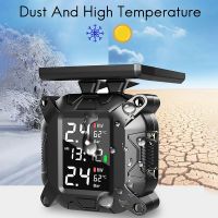 Wireless Motorcycle TPMS Tire Pressure Monitoring System Solar External Sensor LCD Display Temperature Monitor Alarm