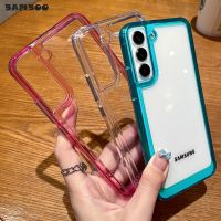 เคสคริสตัลใสหรูหราสำหรับ Samsung Galaxy S21 FE S22พิเศษบวก5G Samsung ฝาครอบ TPU สำหรับ Samsung นิ่ม S22 Fundas อะคริลิกใส