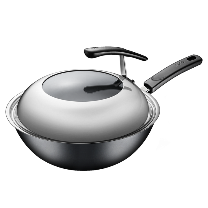 Ascot iron pan uncoated wok 30CM stainless cast iron pan induction