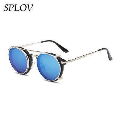 Fashion Vintage Steam Punk Round Clip On Sunglasses Men Women Double Layer Removable Lens Retro Carve Legs Shades Oculos UV400