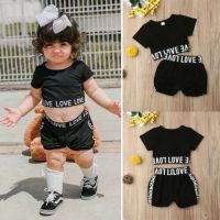 Pudcoco 2020 Baby Girls Clothes Crop Top T shirt Shorts Love Cotton Outfit Kids Summer Clothes Set Age 1-7 Years  by Hs2023