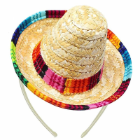 10pcs Straw Mini Mexican Hat Headband Party Decorations Children s Dogs Cats Headwear Holiday Easter Wedding