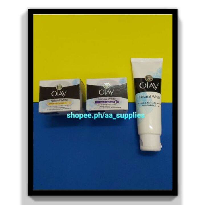 OLAY NATURAL WHITE (DAY CREAM 50g, NIGHT CREAM 50g, CLEANSING FACE WASH